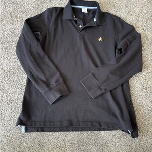 Brooks Brothers Navy Long Sleeve Polo with Gold Logo